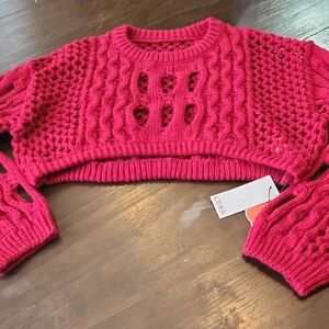 Cider Red Knit Cropped Sweater Sz Med